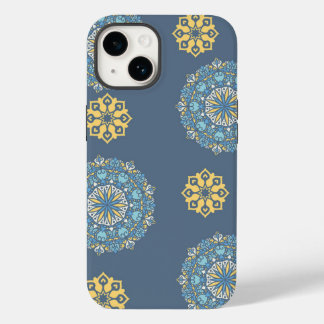 Turquoise Teal Blue e Mandala amarelo Padrão de ar