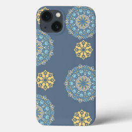 Turquoise Teal Blue e Mandala amarelo Padrão de ar