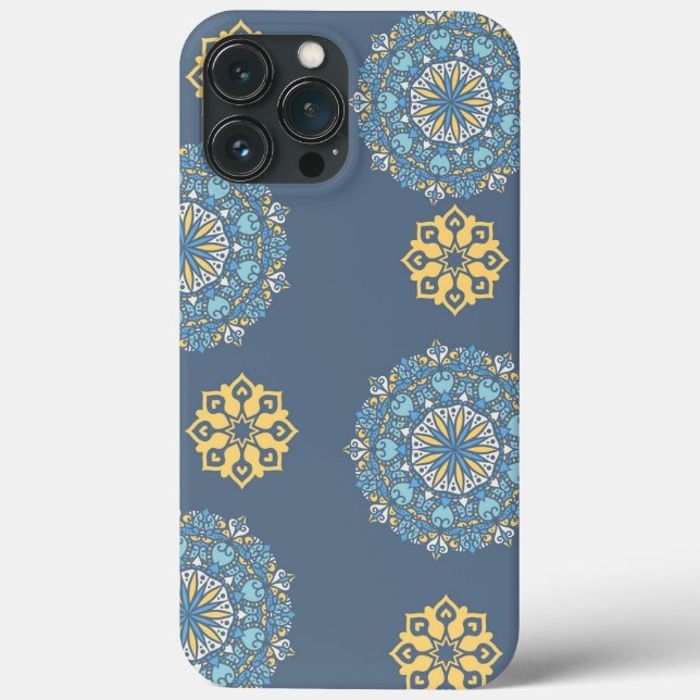 Turquoise Teal Blue e Mandala amarelo Padrão de ar (Verso)