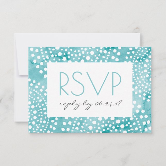 Turquoise Watercolor Bali Boho RSVP (Frente)