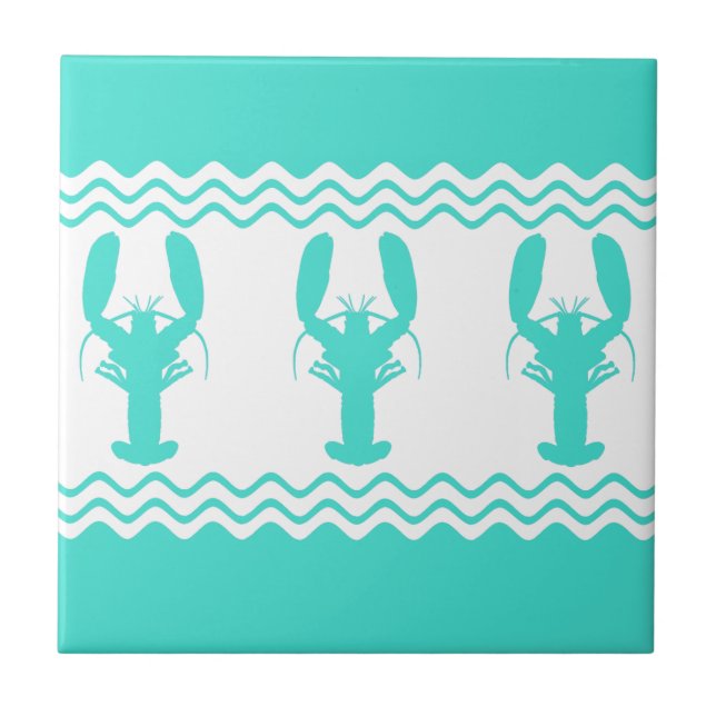 Turquoise White Coastal Lobster Stripes (Frente)