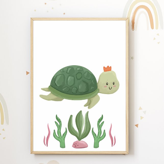 Turtle Nursery Sea Poster Animal Kids Quarto (Criador carregado)