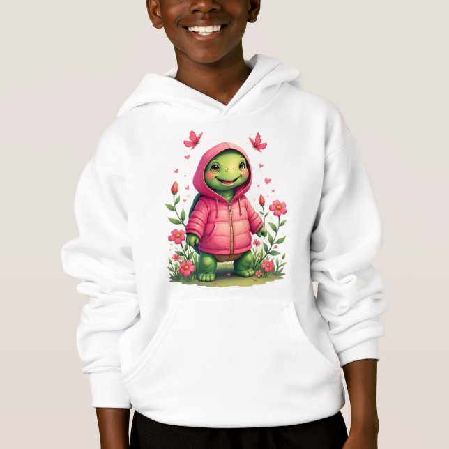 Turtle With Pink Type Of Hoodie (Frente)