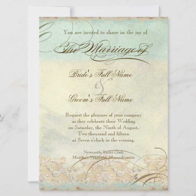 Tuscan Olive Tree n Swirl - Convite para Casamento (Frente)