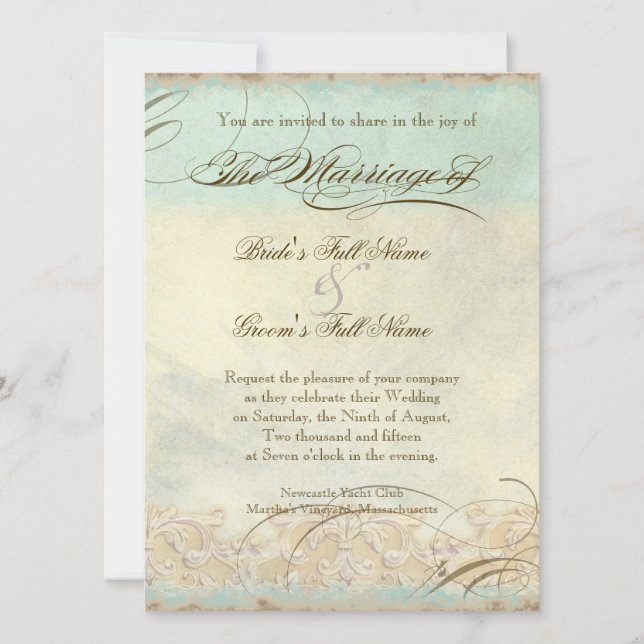 Tuscan Olive Tree n Swirl - Convite para Casamento (Frente)