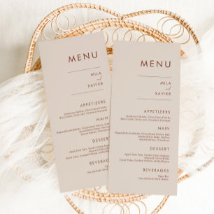 Tuscan Terracotta Menu Casamento Mínimo Moderno
