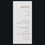 Tuscan Terracotta | Menu Casamento Mínimo Moderno<br><div class="desc">Este design de menu simplesmente elegante apresenta a moderna tipografia sans serif mínima,  lindamente rústica,  cores boêmicas que fornecem apenas a informação que serve a um propósito. Coloque os seus entes queridos em volta de uma bela refeição com a nossa coleção de terracotta simples e chique.</div>