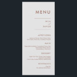 Tuscan Terracotta | Menu Casamento Mínimo Moderno<br><div class="desc">Este design de menu simplesmente elegante apresenta a moderna tipografia sans serif mínima,  lindamente rústica,  cores boêmicas que fornecem apenas a informação que serve a um propósito. Coloque os seus entes queridos em volta de uma bela refeição com a nossa coleção de terracotta simples e chique.</div>
