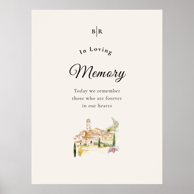 Tuscany Wedding In Loving Memory Sign Poster (Frente)
