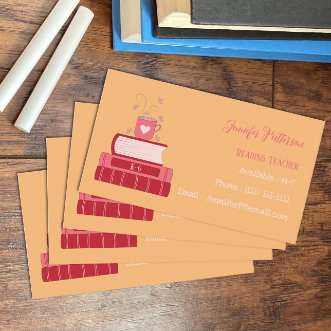 Tutor de Livros Vermelhos Cartões de visitas Padrã (Criador carregado)