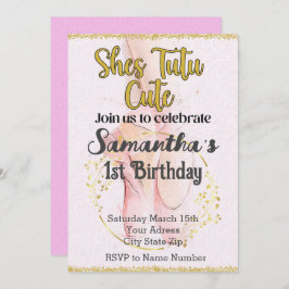 Tutu Ballerina Primeiro Convite de Aniversário