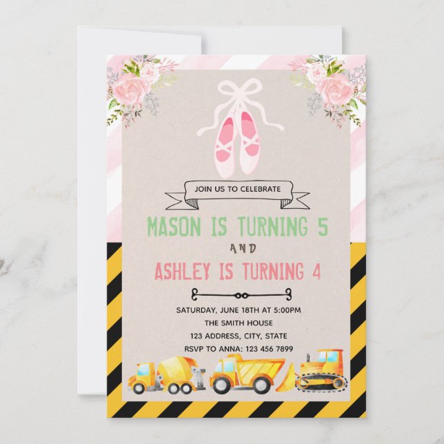 Tutu e convite para o tema do caminhão (Frente)