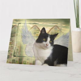 Tuxedo Cat Angel Pet Cartão de condolências Grande