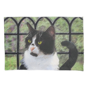 Tuxedo Cat em Pintura de Janela Arte Animal Origin