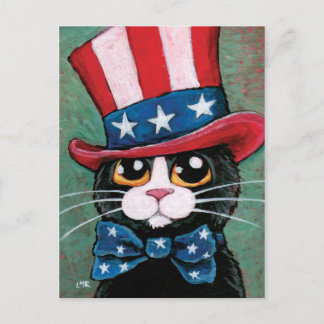 Tuxedo Cat Patriótico | Cartão postal do dia 4 de