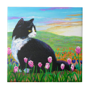 Tuxedo Cat Tulips Criationarts