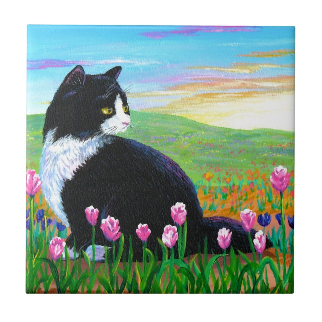 Tuxedo Cat Tulips Criationarts (Frente)