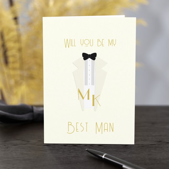 Tuxedo Gatsby - Melhor Cartão de Padrinho de casam (For your Best Man in your 1920s Gatsby Wedding. )
