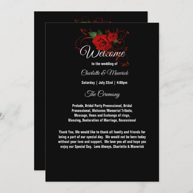 Tuxedo Suit & Bride Silhouette Wedette Program (Frente/Verso)