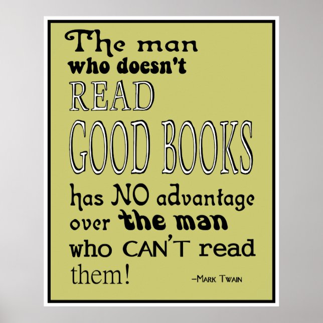 Twain's Read Good Books Cote Poster na mostarda (Frente)