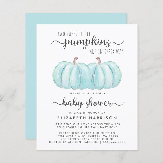 Twin Baby Boys Pumpkin Chá Por Email (Frente/Verso)