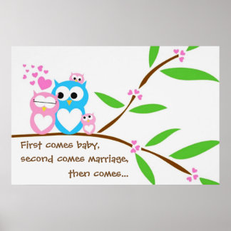 Twin Baby Girl Owls Poster com texto personalizado