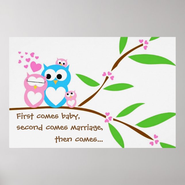 Twin Baby Girl Owls Poster com texto personalizado (Frente)