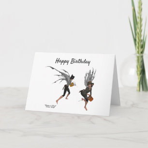 Twin Boy Rain Faeries Aniversário Cartão de Saudaç