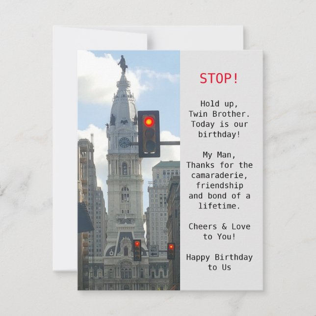 Twin Brothers City View Birthday Flat Card (Frente)