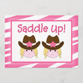 Twin Cowgirl Convite de Aniversário