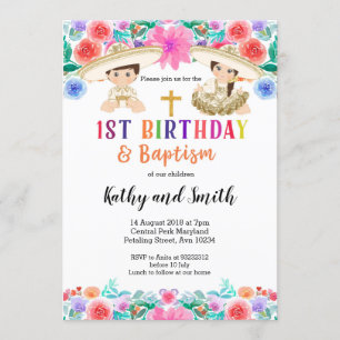 Twin Fiesta Birthday e Convite Baptism