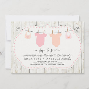 Twin Girls Personalizadas Sip e Consulte Convite
