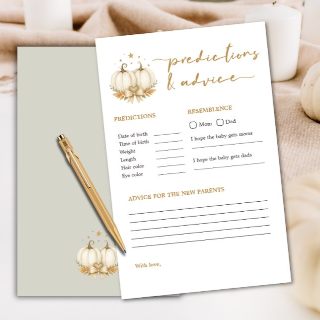 Twin Pumpkins Boho Baby Shower Predictions Game (Criador carregado)