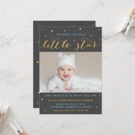 Twinkle Little Star Primeiro Convite de Aniversári