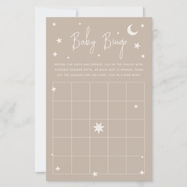 Twinkle Twinkle Little Star Baby Shower Bingo Card (Frente)
