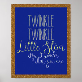 Twinkle Twinkle Little Star Silver e Poster Dourad