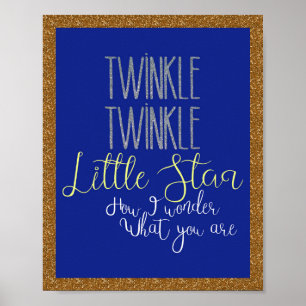 Twinkle Twinkle Little Star Silver e Poster Dourad