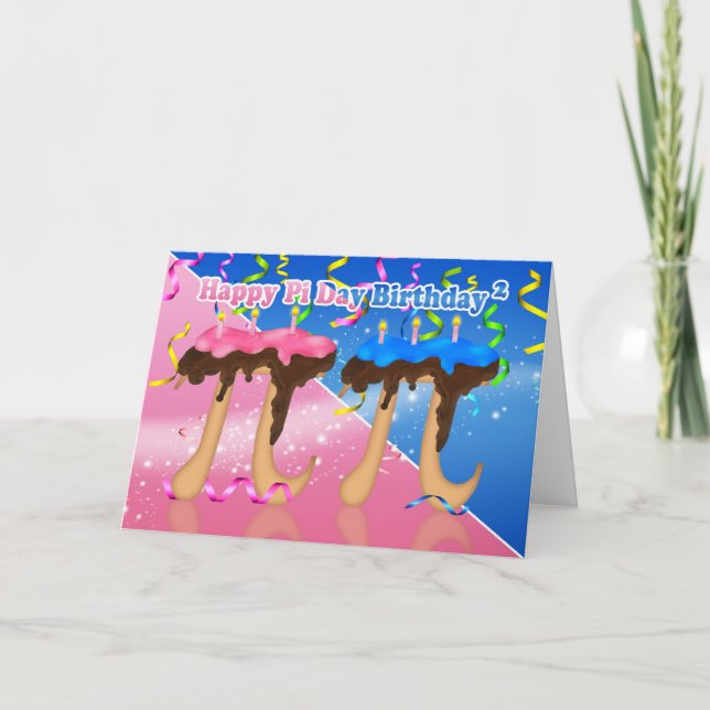 Twins Bolo de Aniversário - Cartão de 14 de 3.14 d (Frente)