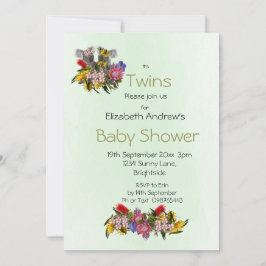 Twins Floral Wild Koalas Chá de fraldas Convite