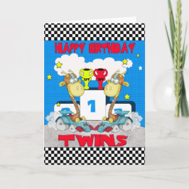 Twins Girafa Cartão de Aniversário - Girafa em Cor