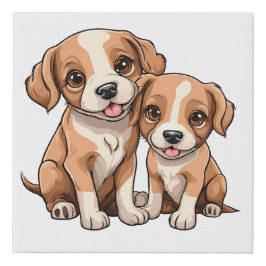 TWO PUPPIES Faux Canvas Print