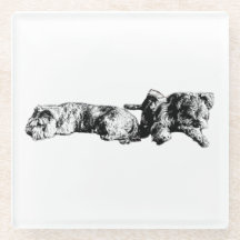 Two Schnauzers – Ink Art Dog Coaster