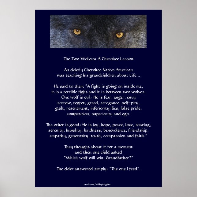 TWO WOLVES CHEROKEE TALE Art Poster (Frente)