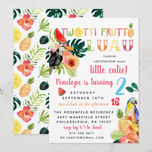 Twotti Frutti Luau Convite de aniversário