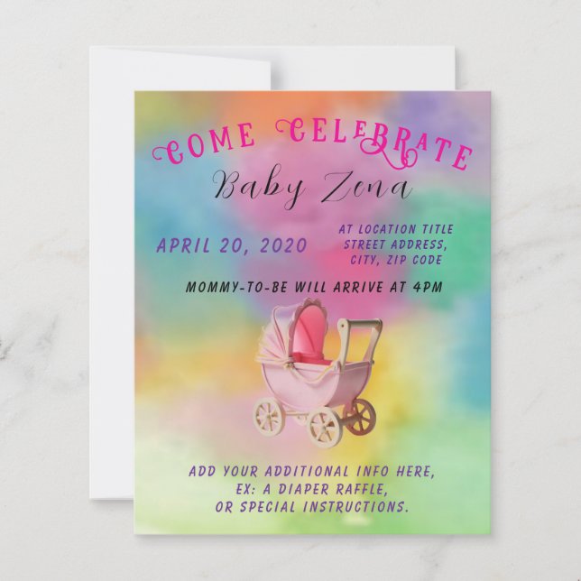 Tye-Dye Princess Chá de fraldas (Frente)