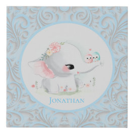 Typografia Azul Elephant Boy Modern Nursery