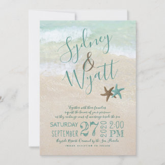 Typografia Praia Starfish Convite De Casamento