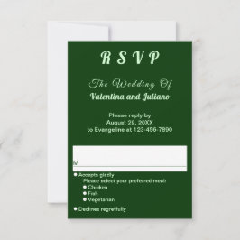 Typography Style Dark Green Portrait Wedding RSVP