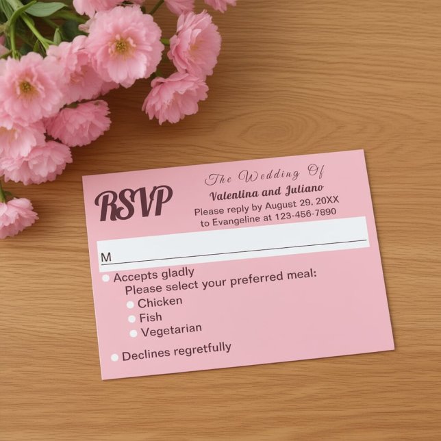 Typography Style Minimalist Pink Wedding RSVP (Criador carregado)