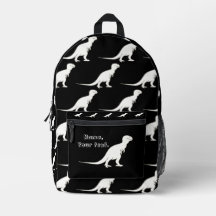 Tyrannosaurus Dinossauros Branco em Mochilas Negra